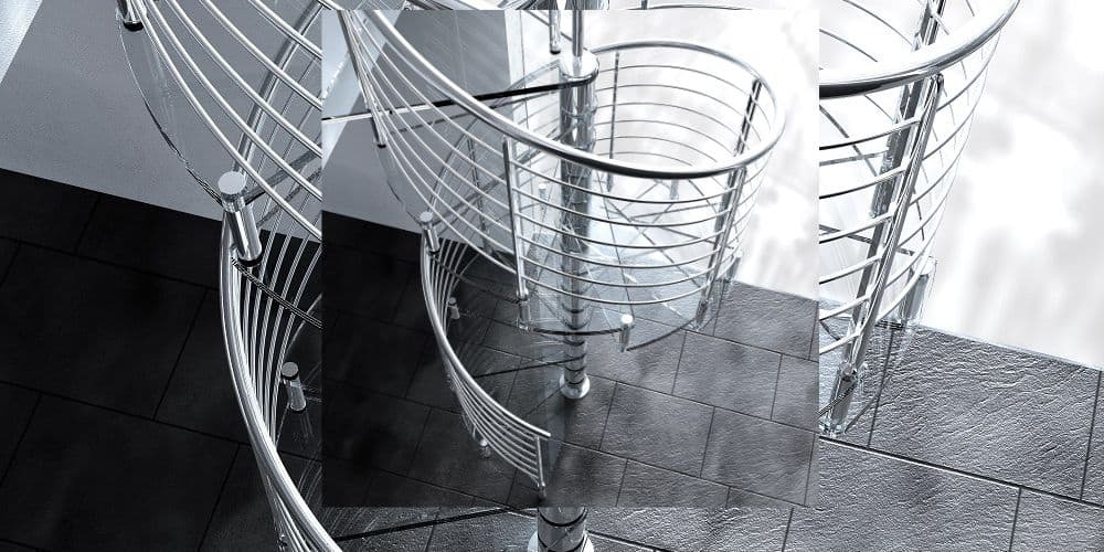 Escaleras de caracol de cristal y forja