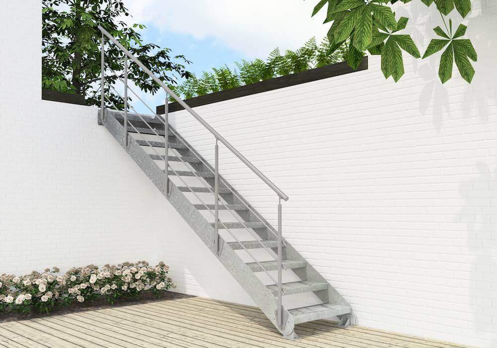 Escalera de tramo Regolo Z zincada para jardin de Enesca