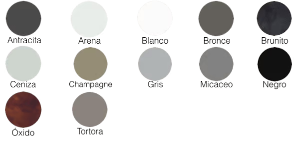 Colores y acabados del metal de Enesca