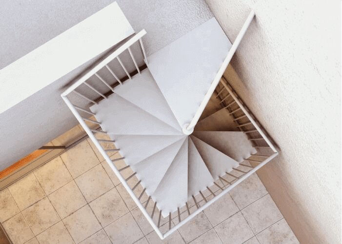 Escalera de caracol AKUA superior de Enesca