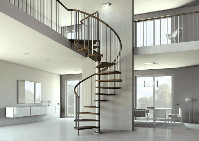 Escaleras de caracol de madera en Kit modelo Kubo de Enesca