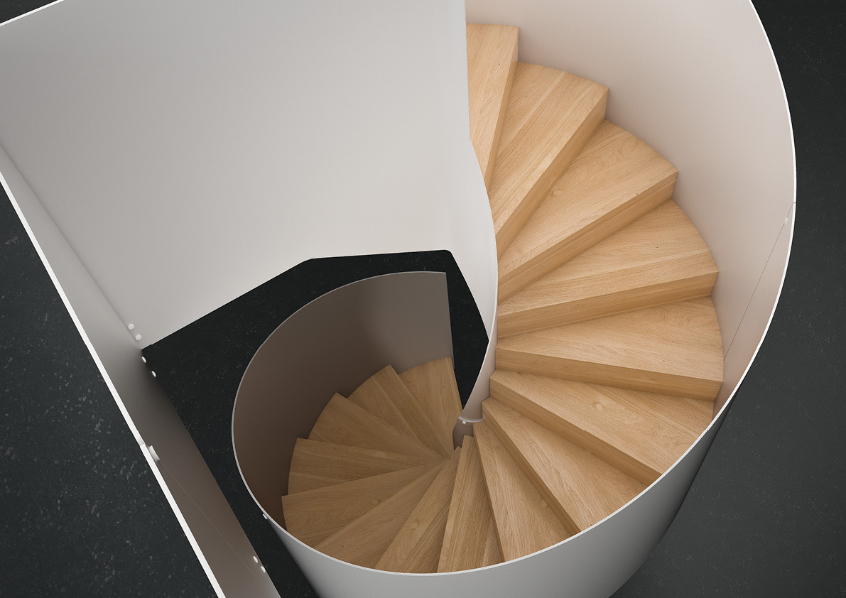 Escalera de caracol desde arriba de Enesca