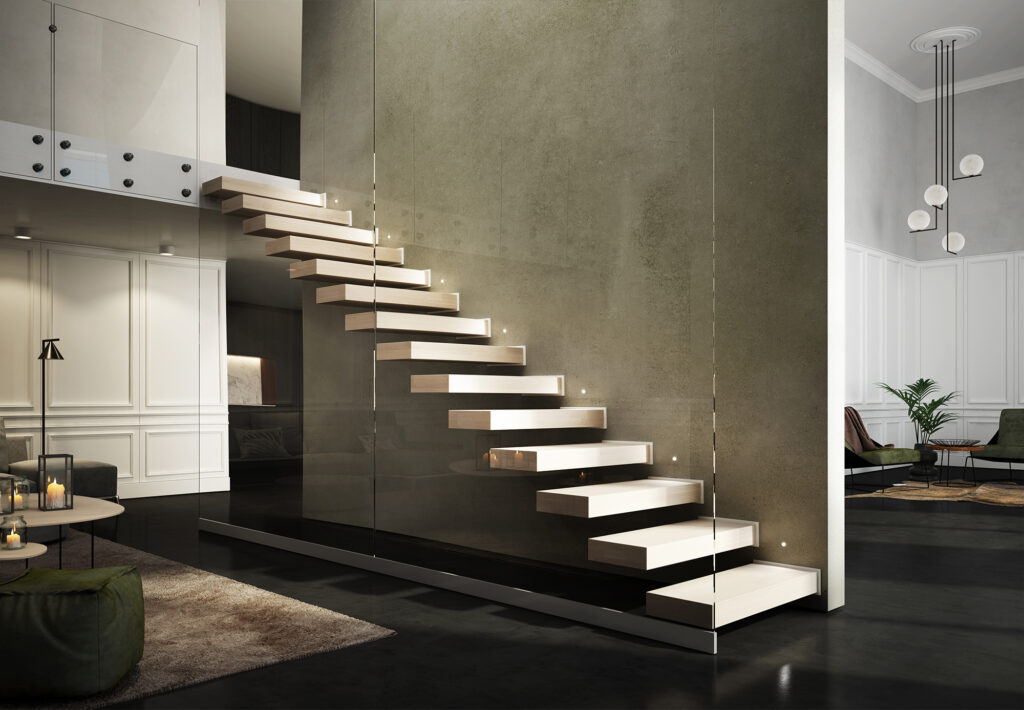 Escalera de tramos de Enesca de madera CANTILEVER elegante