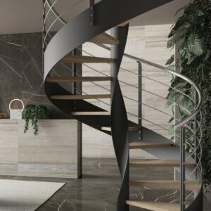 Escalera Helica con estructura helicoidal en color negro enesca