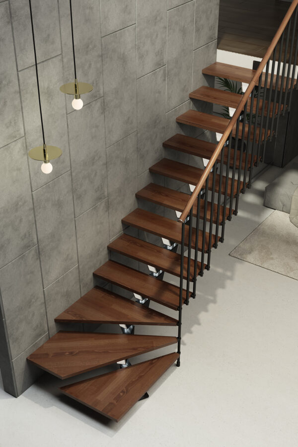 Escalera de tramos de peldaños de madera Enesca Rintal KNOCK 26 sd