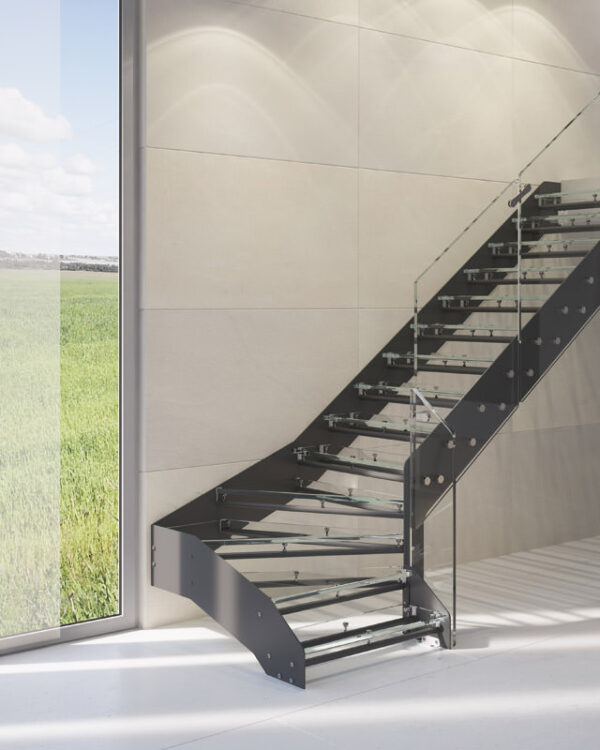 Escalera modular recta de cristal de Enesca