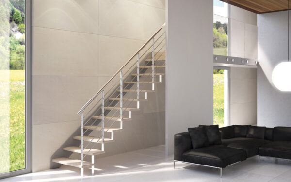 Escalera recta de interiores de vidrio de Enesca