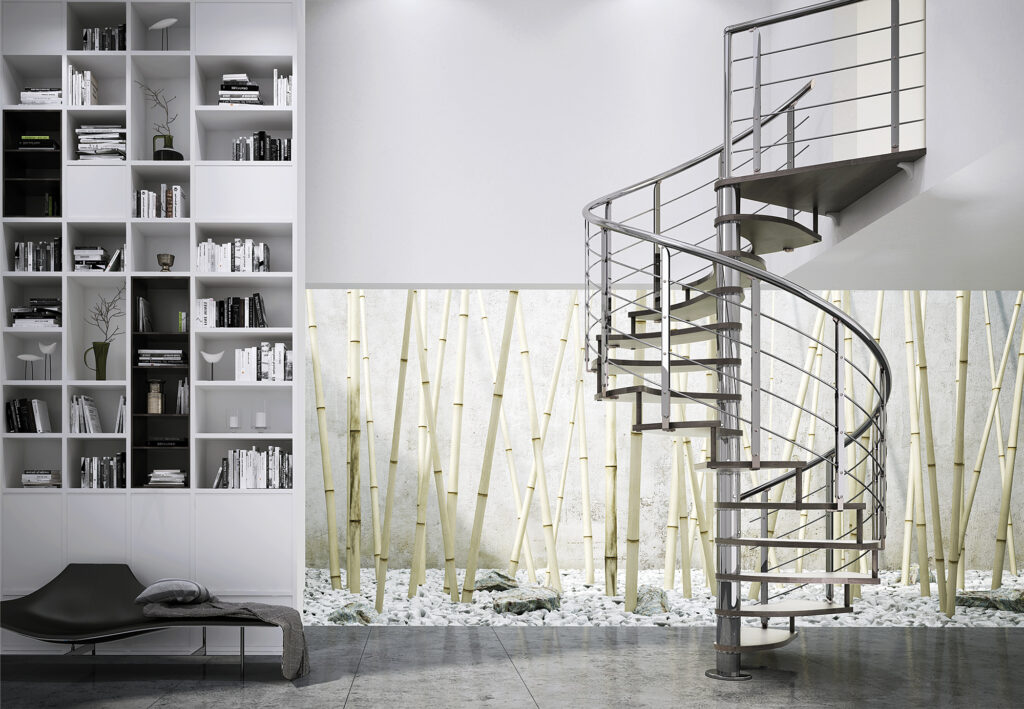 Escalera trio de metal de madera interior de Enesca