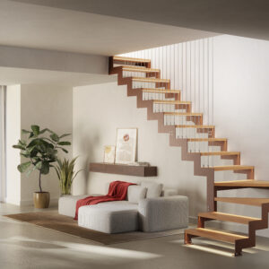 escalera modelo LYNAR SHARP oxido barandilla arpa enesca.es
