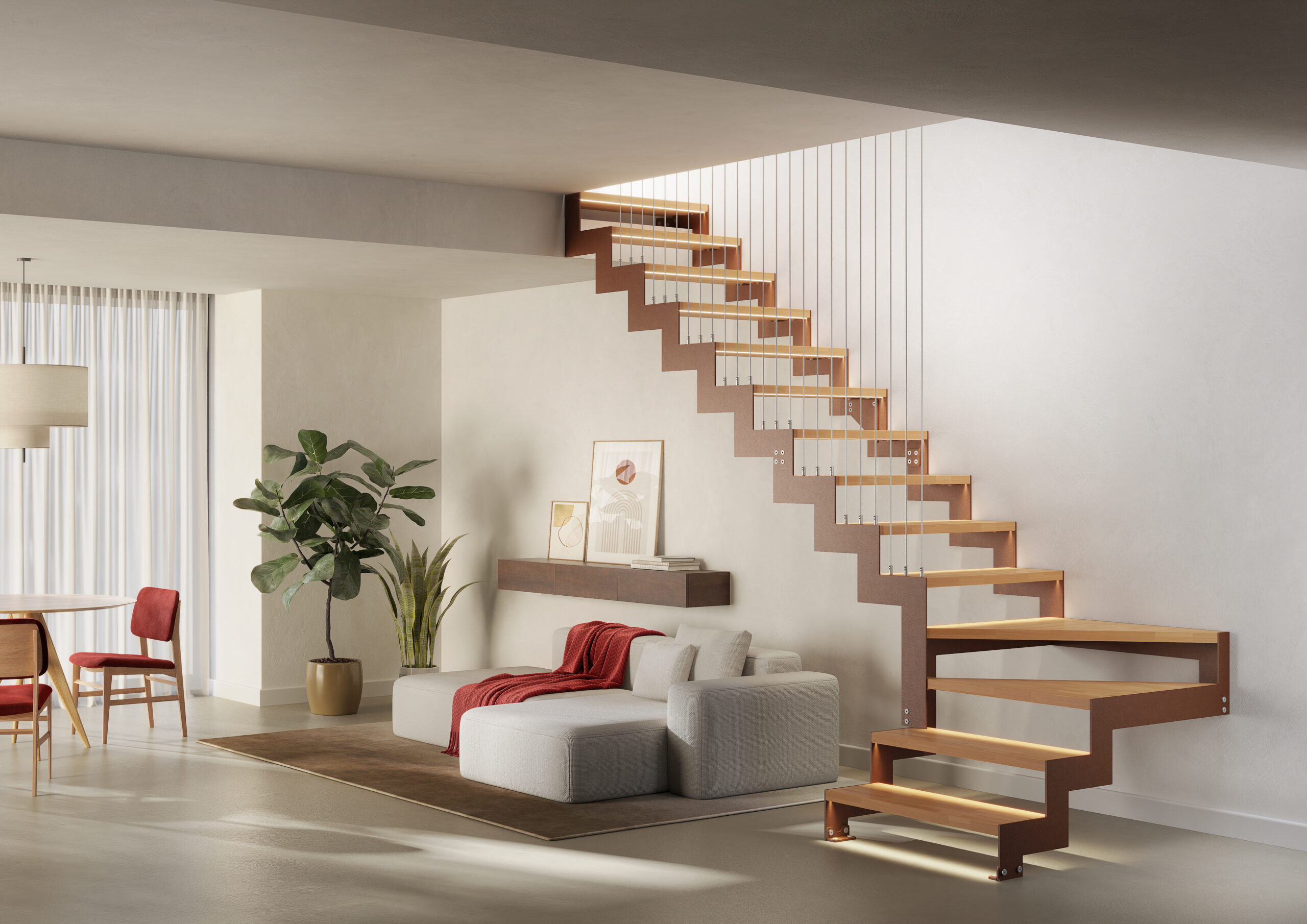 escalera modelo LYNAR SHARP oxido barandilla arpa enesca.es