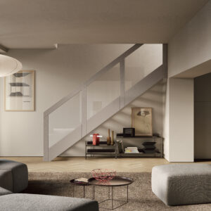 escalera modelo RADICAL barandilla vidrio 6+6 enesca.es