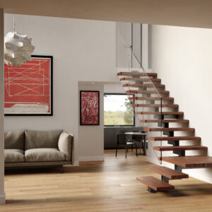 escalera modelo TRACK SHARP barandilla vidrio 8+8 enesca.es