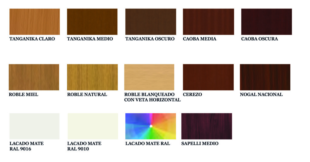 Gama de colores y acabados disponibles para la puerta acorazada Vantor Max