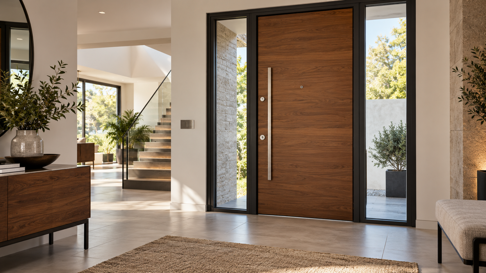 Puerta acorazada moderna instalada en la entrada de una vivienda